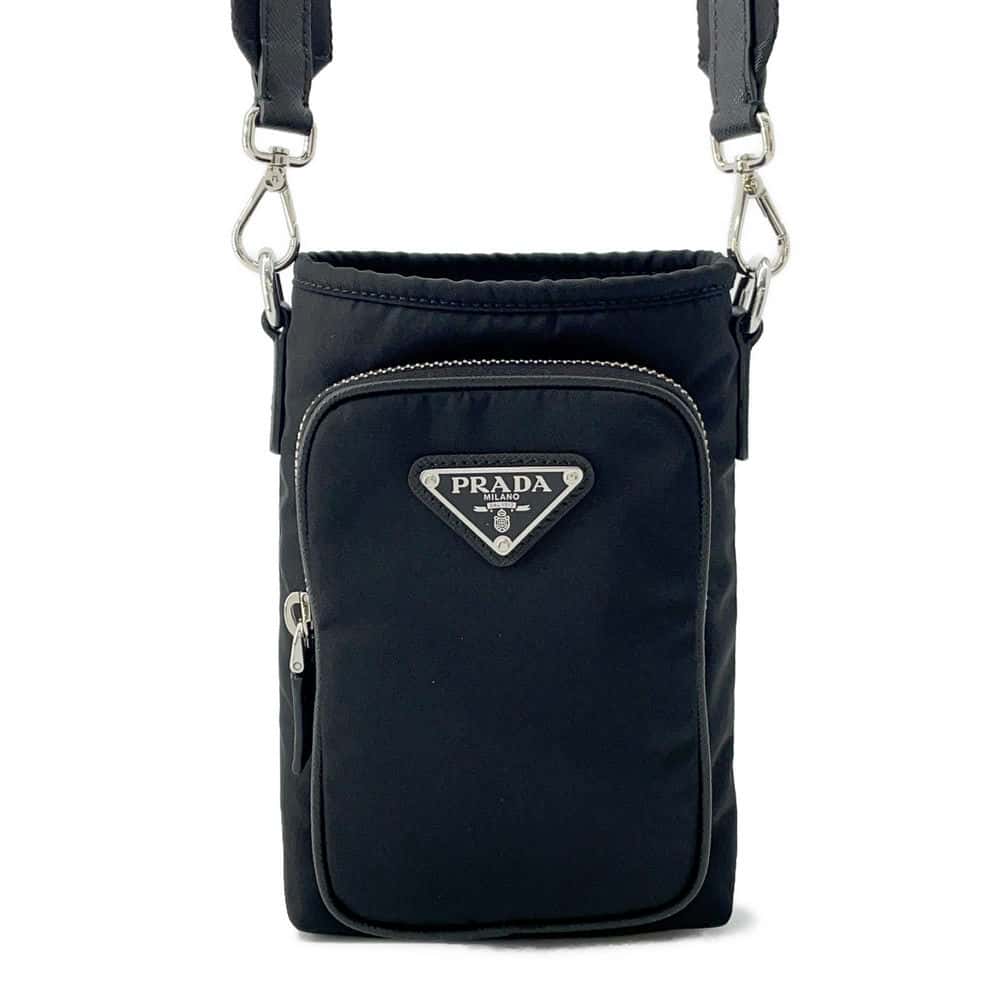 PRADA Smartphone case Black Nylon Luxury Handbag