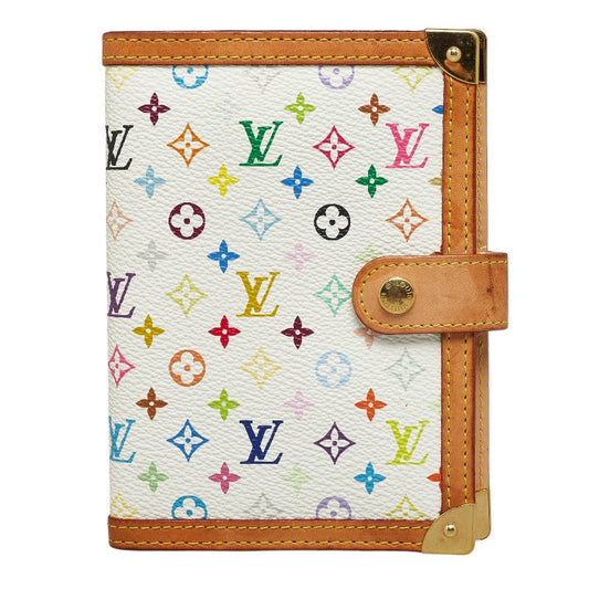 Louis Vuitton Multicolor Agenda PM Handbook Cover R20896 White PVC Leather Louis Vuitton