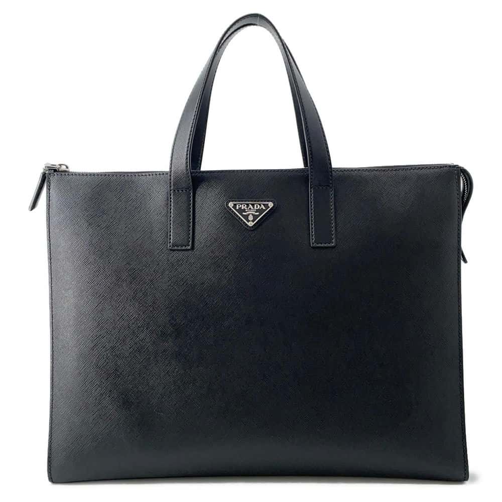 PRADA Briefcase Black Saffiano LeatherLeather Luxury Handbag
