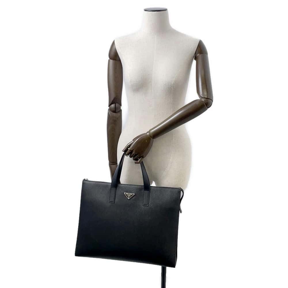 PRADA Briefcase Black Saffiano LeatherLeather Luxury Handbag