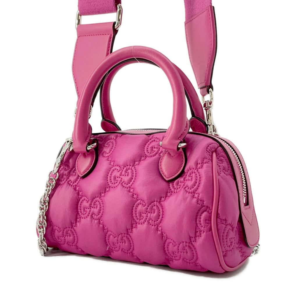 Gucci Nylon Chain Leather Shoulder Bag