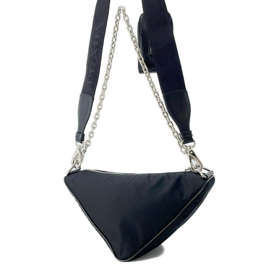 PRADA Triangle Shoulder Bag Black Nylon