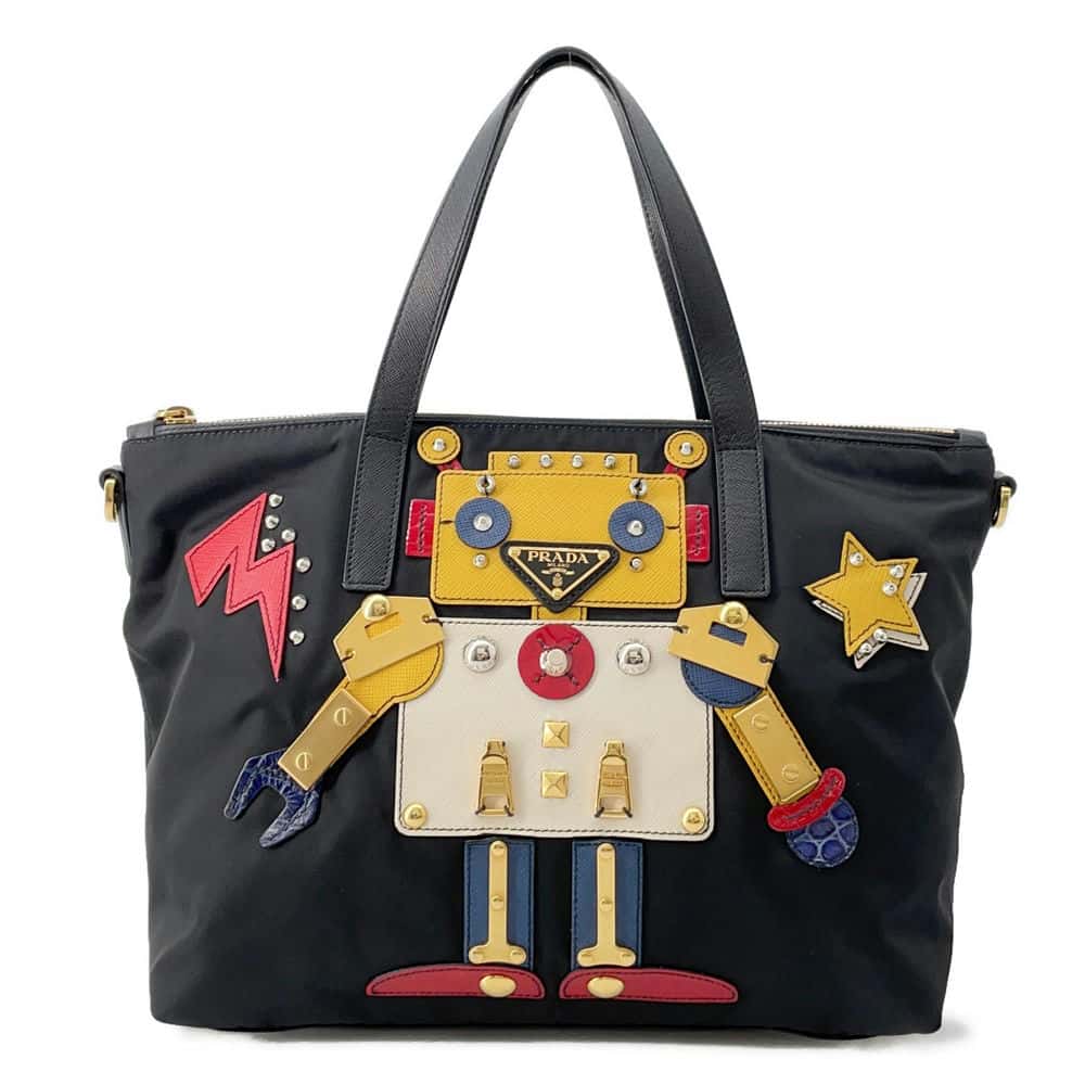 PRADA 2WAYHandbag Robot Black Nylon Luxury Handbag