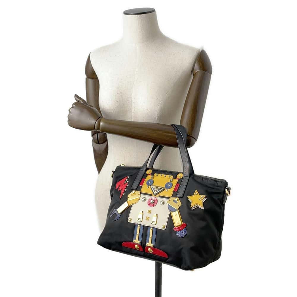 PRADA 2WAYHandbag Robot Black Nylon Luxury Handbag
