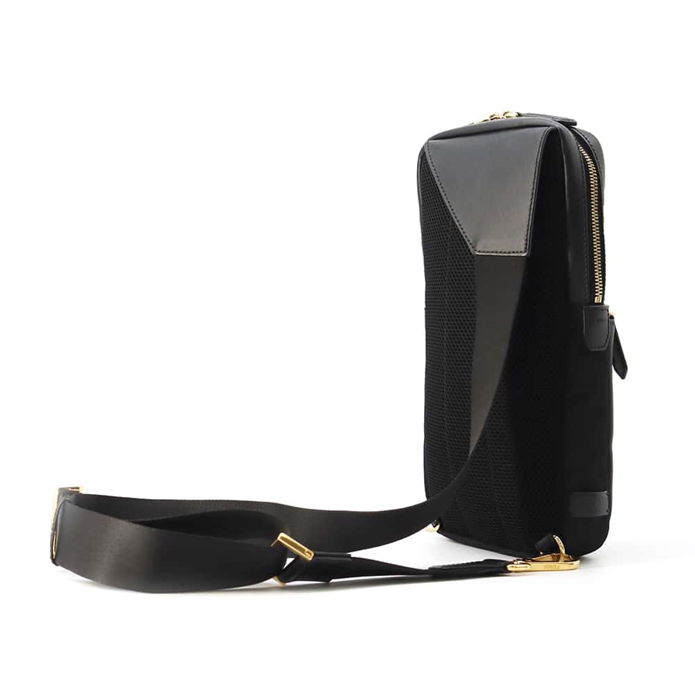 FENDI Monster Bugs Eye Crossbody Bag Black 7VZ033 Nylon Leather