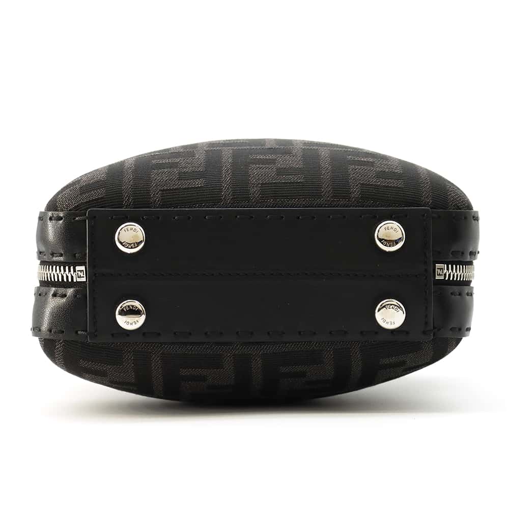 FENDI Zucca Handbag Black 7VA552 Canvas Leather