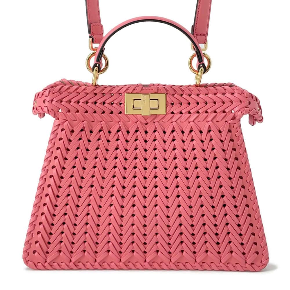 FENDI Peekaboo ISeeU Braided Pink 8BN327 Leather Size Small