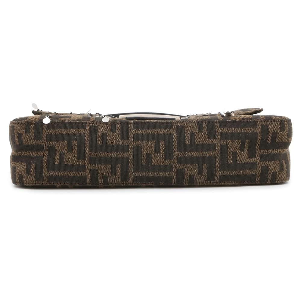 FENDI Bucket ZuccaPattern/Sequins 2WAY Shoulder Bag Brown 7VA572 Canvas