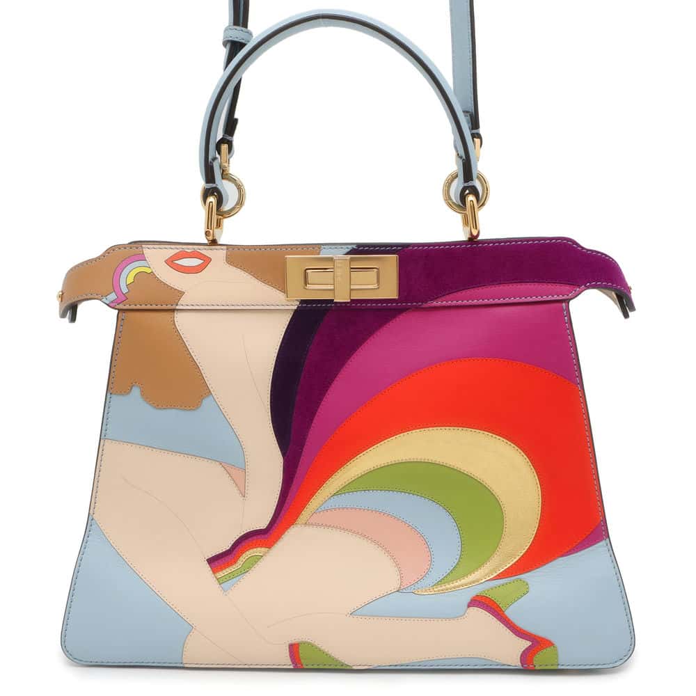 FENDI Peekaboo I See You Antonio Lopez Multicolor 8BN321 Leather Size Medium