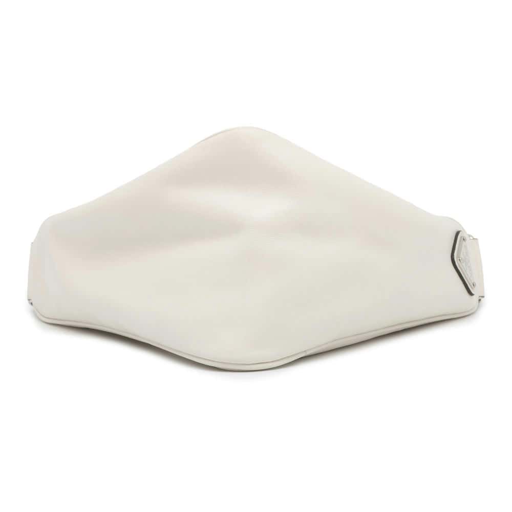 PRADA Logo embossed triangle shoulder bag White Leather