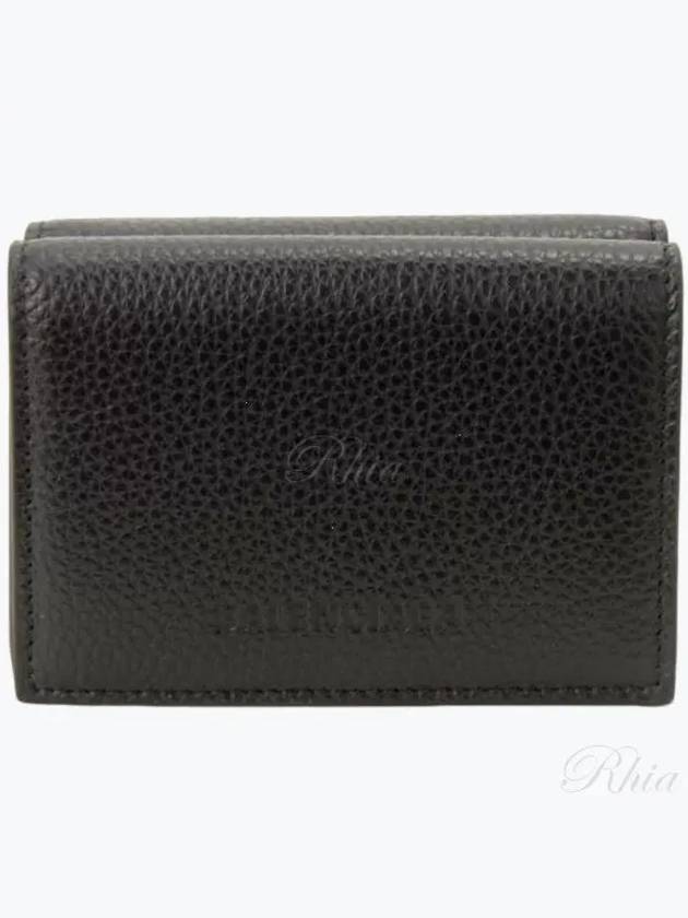 Luxury Balenciaga Trending 2026 Essential Small Grained Leather Half Wallet Black