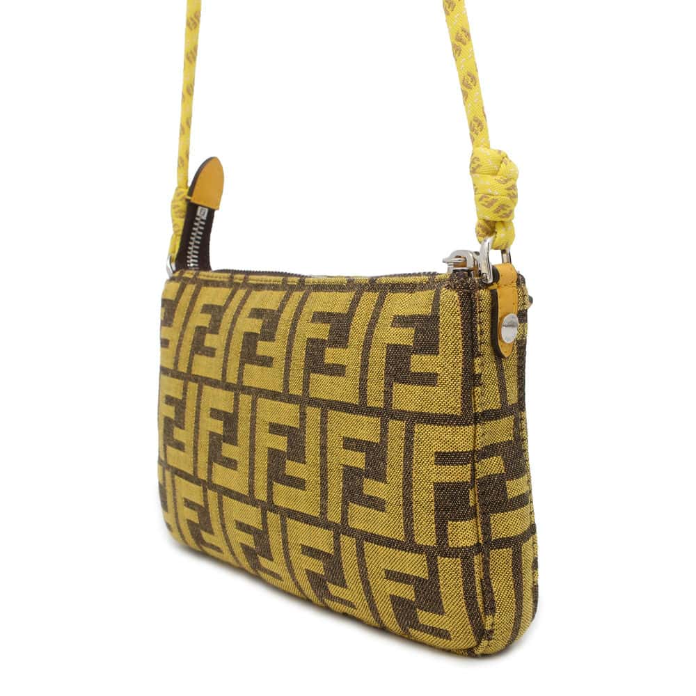 FENDI Fragment Collaboration Baguette Slim Clutch Yellow/Brown/White 8BS073 Canvas