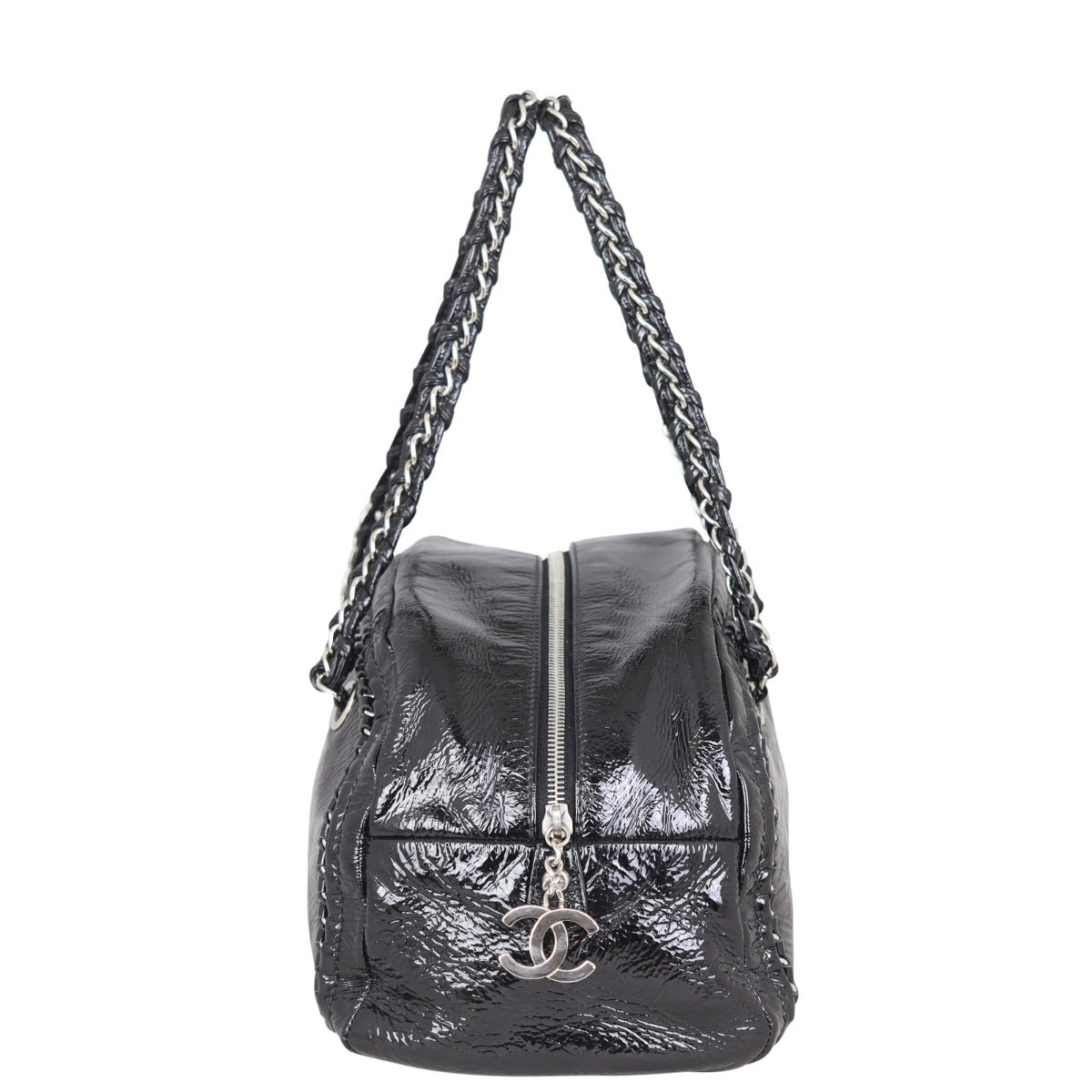 Chanel Luxe Ligne Bowler | Black Aged Patent