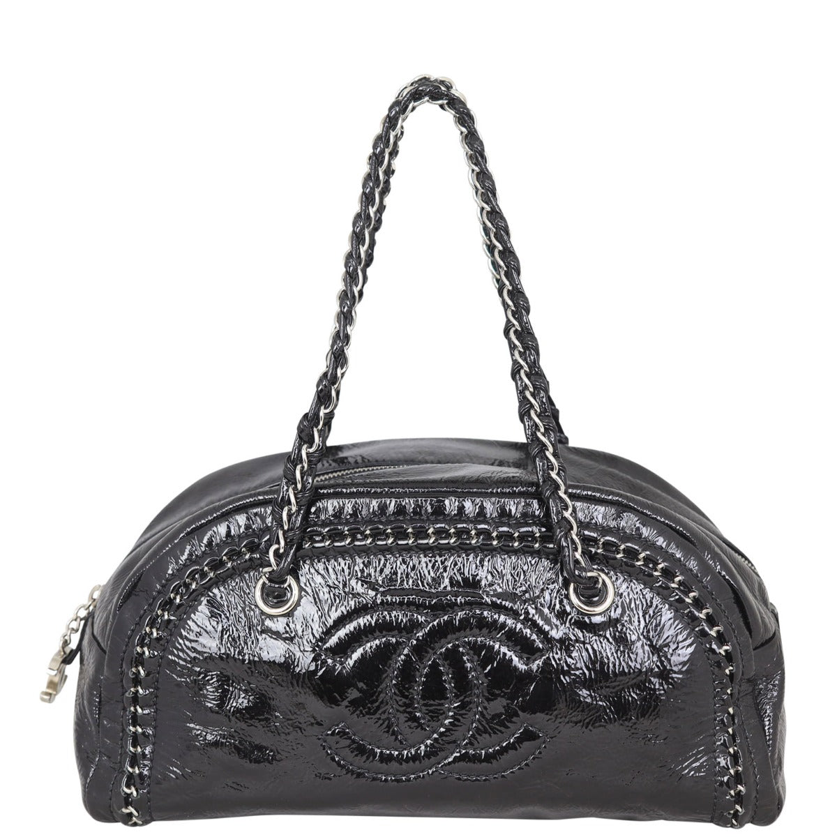 Chanel Luxe Ligne Bowler | Black Aged Patent