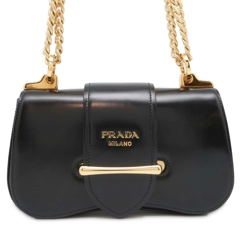 PRADA ChainShoulder Bag Black Leather