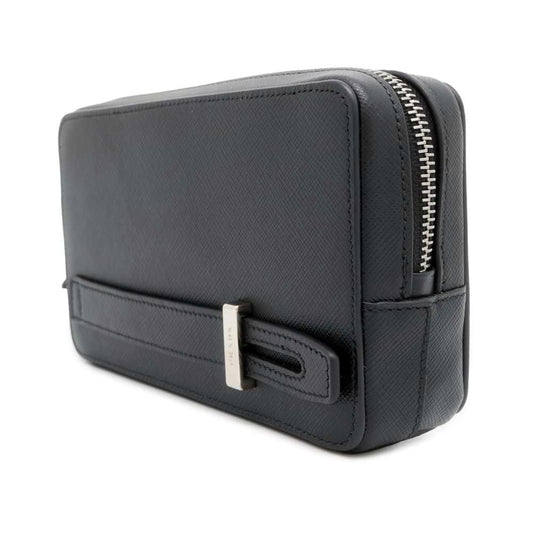 PRADA Pouch Black Saffiano Leather Luxury Handbag