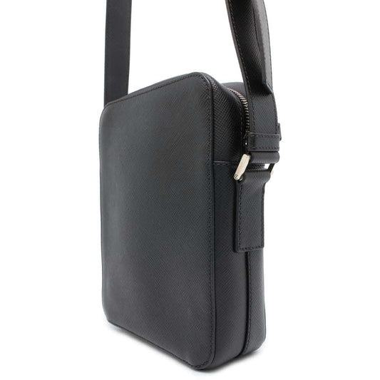PRADA Saffiano Leather Shoulder Bag with Logo Black Leather