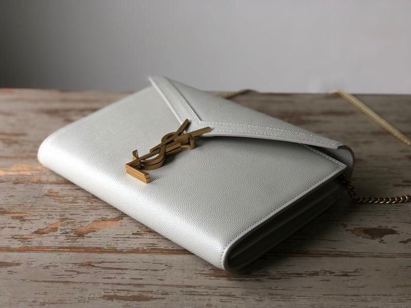 Yves Saint Laurent Cassandra Flap-Front Crossbody Bag White.7in/