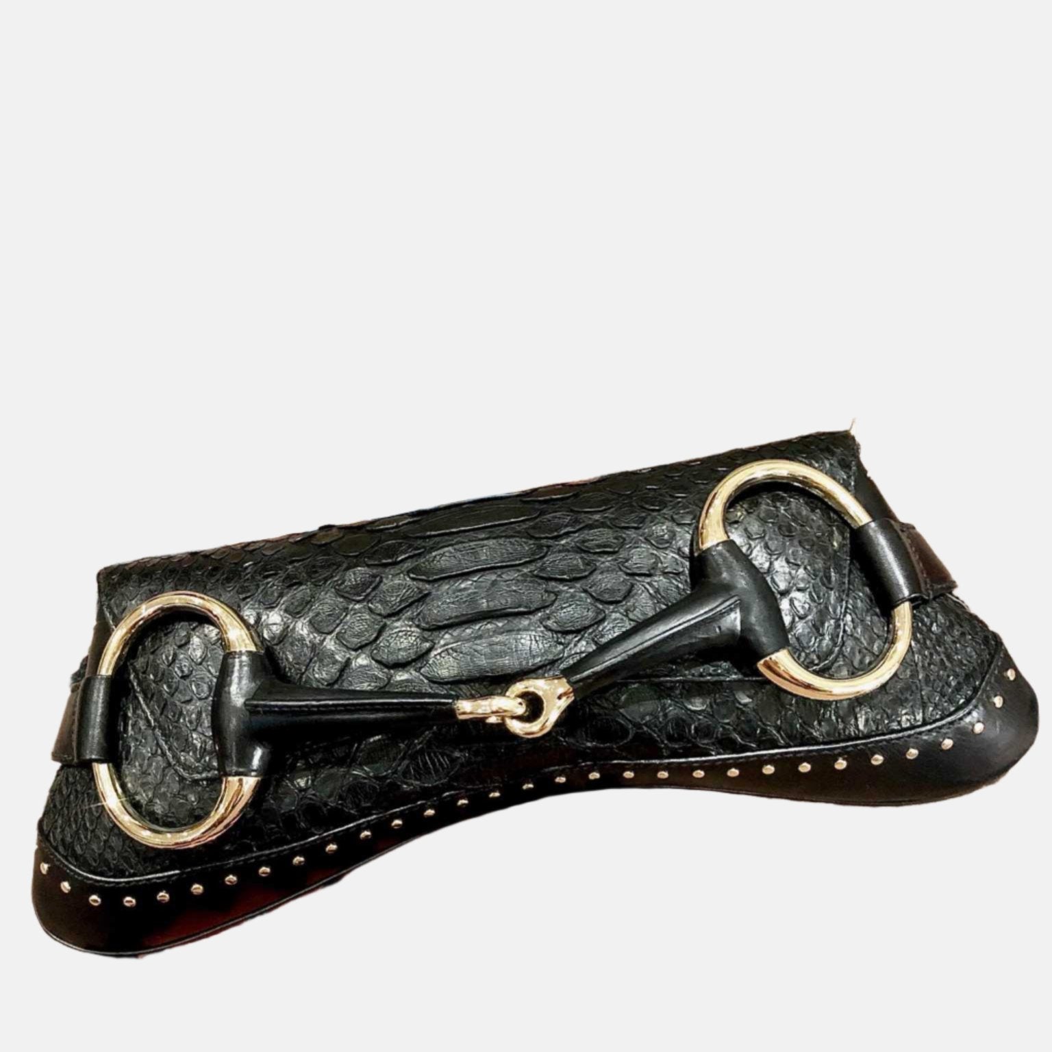 Gucci Horsebit 1955 Chain Shoulder bag Large Black Crocodile Leather