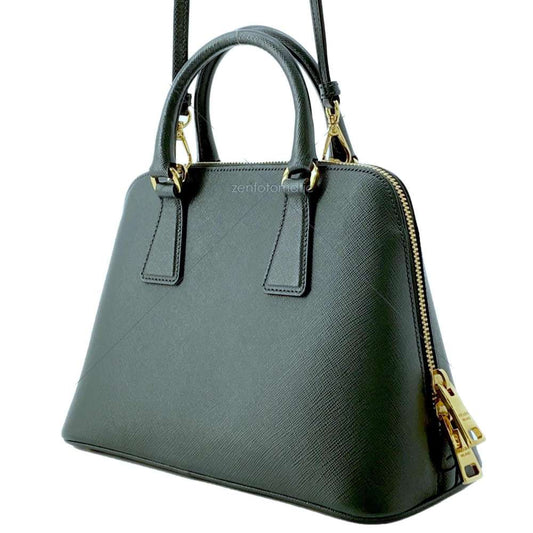 PRADA Saffiano LeatherLux Leather 2WAY Handbag Green Saffiano LeatherLux Leather