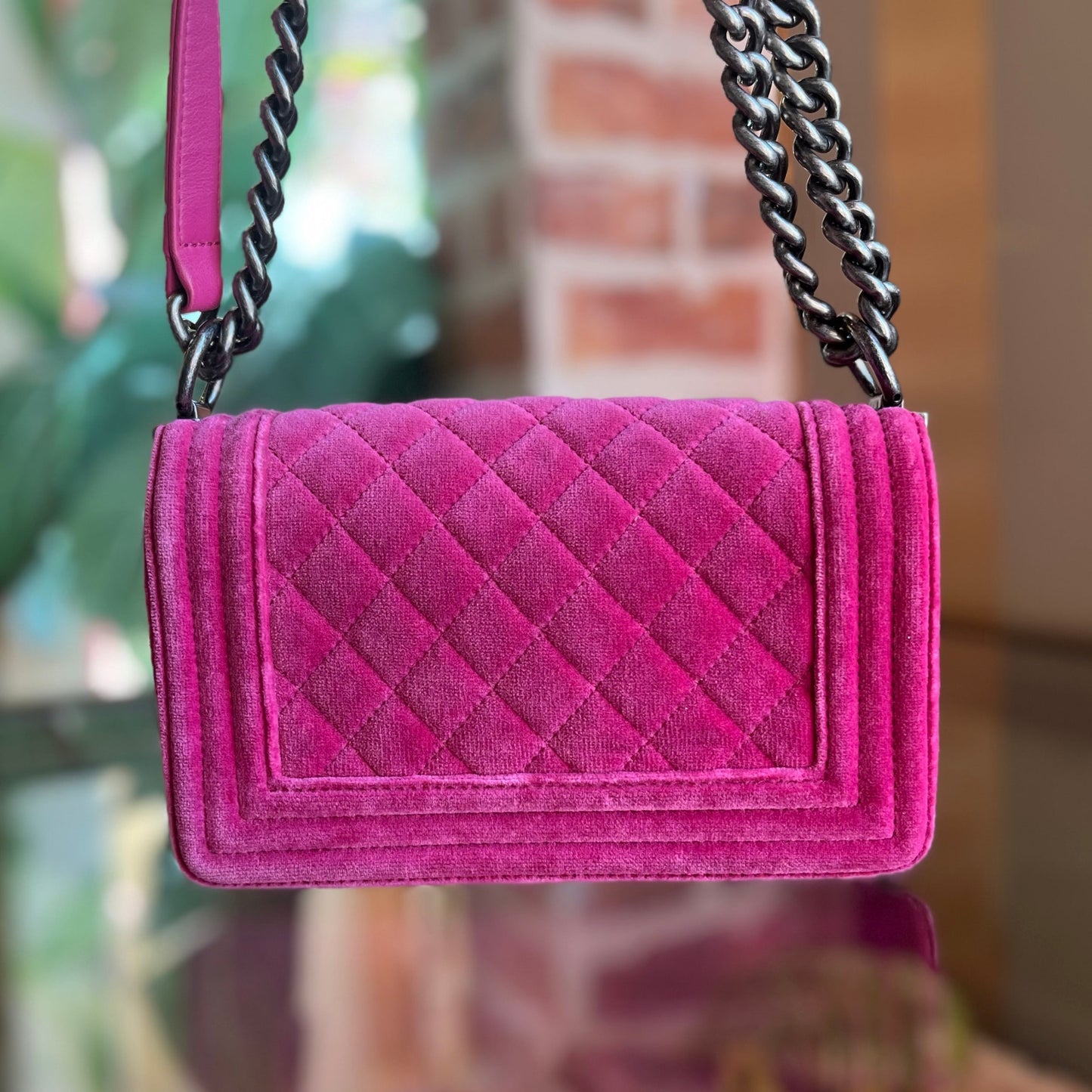 CHANEL Boy Bag Small Velour Shoulder Bag TS4015