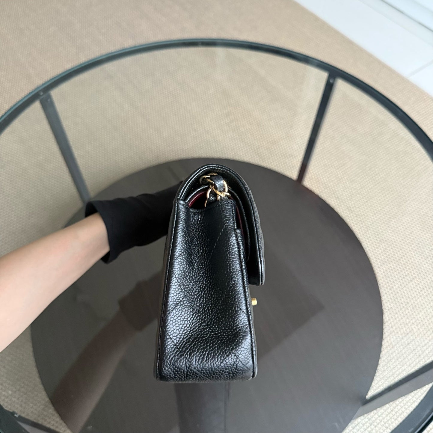 Chanel Classic Flap Small - Caviar 23CM Quilted Grained Calfskin Black Gold Hardware Series 24