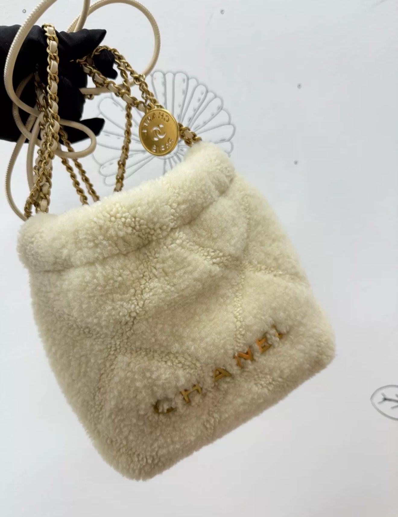 Chanel 22 bag mini teddy with gold hardware