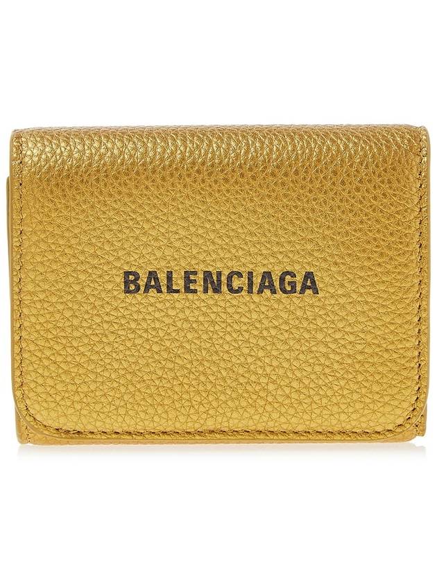 Luxury Balenciaga Trending 2026 Logo Print Tri-Fold Half Wallet Gold
