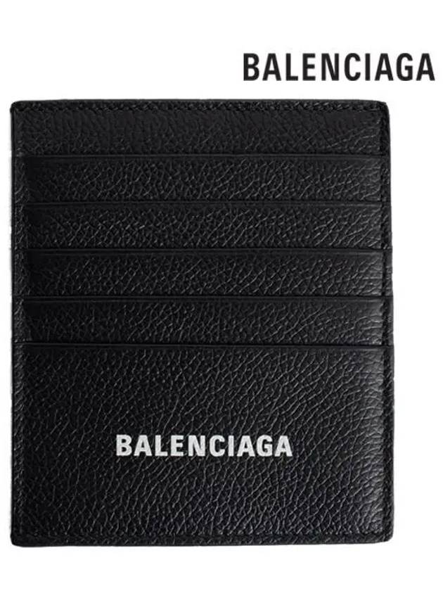 Luxury Balenciaga Trending 2026 Logo Vertical Card Wallet Black