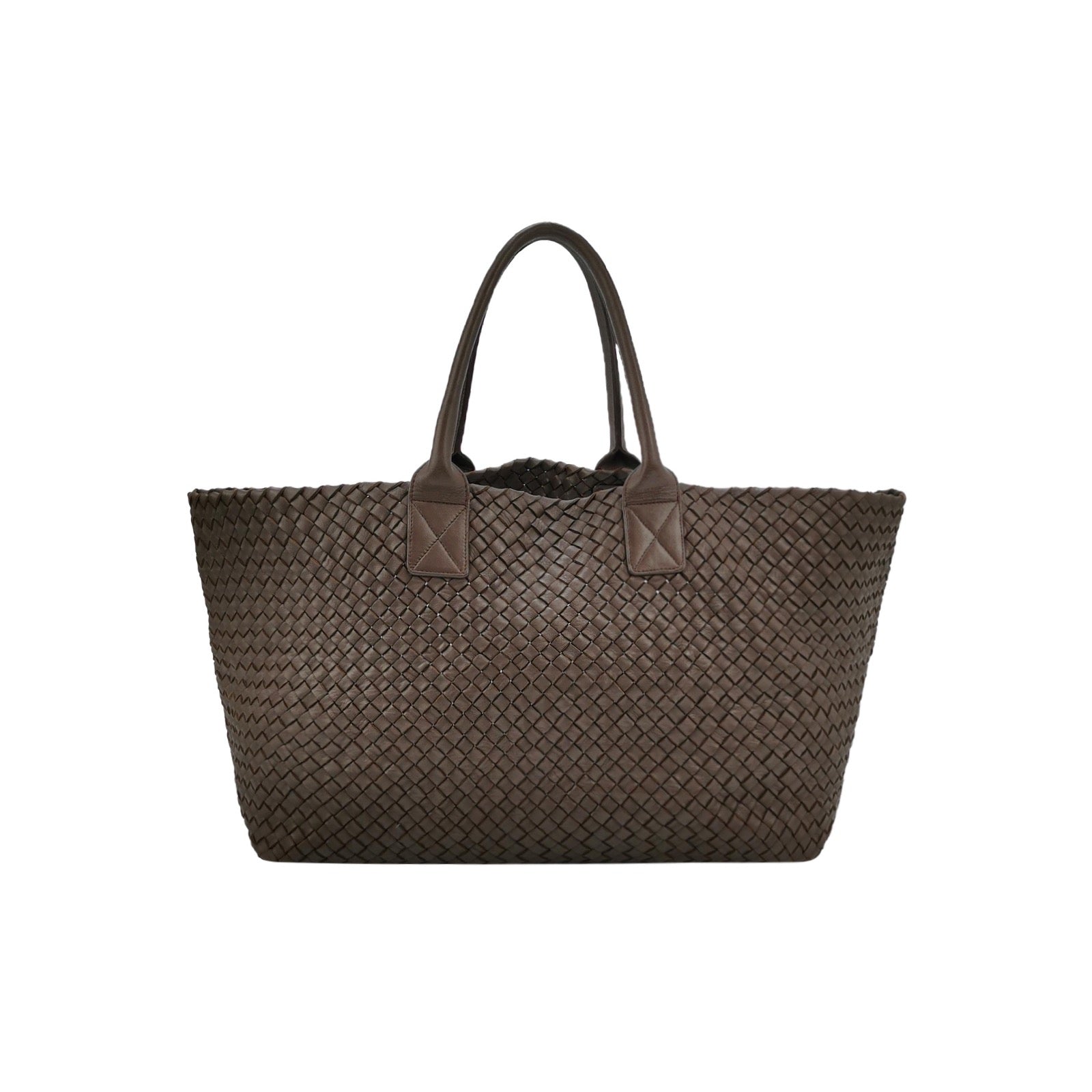 Bottega Veneta Cabat Tote Intreccio Leather Dark Chocolate Brown 45cm