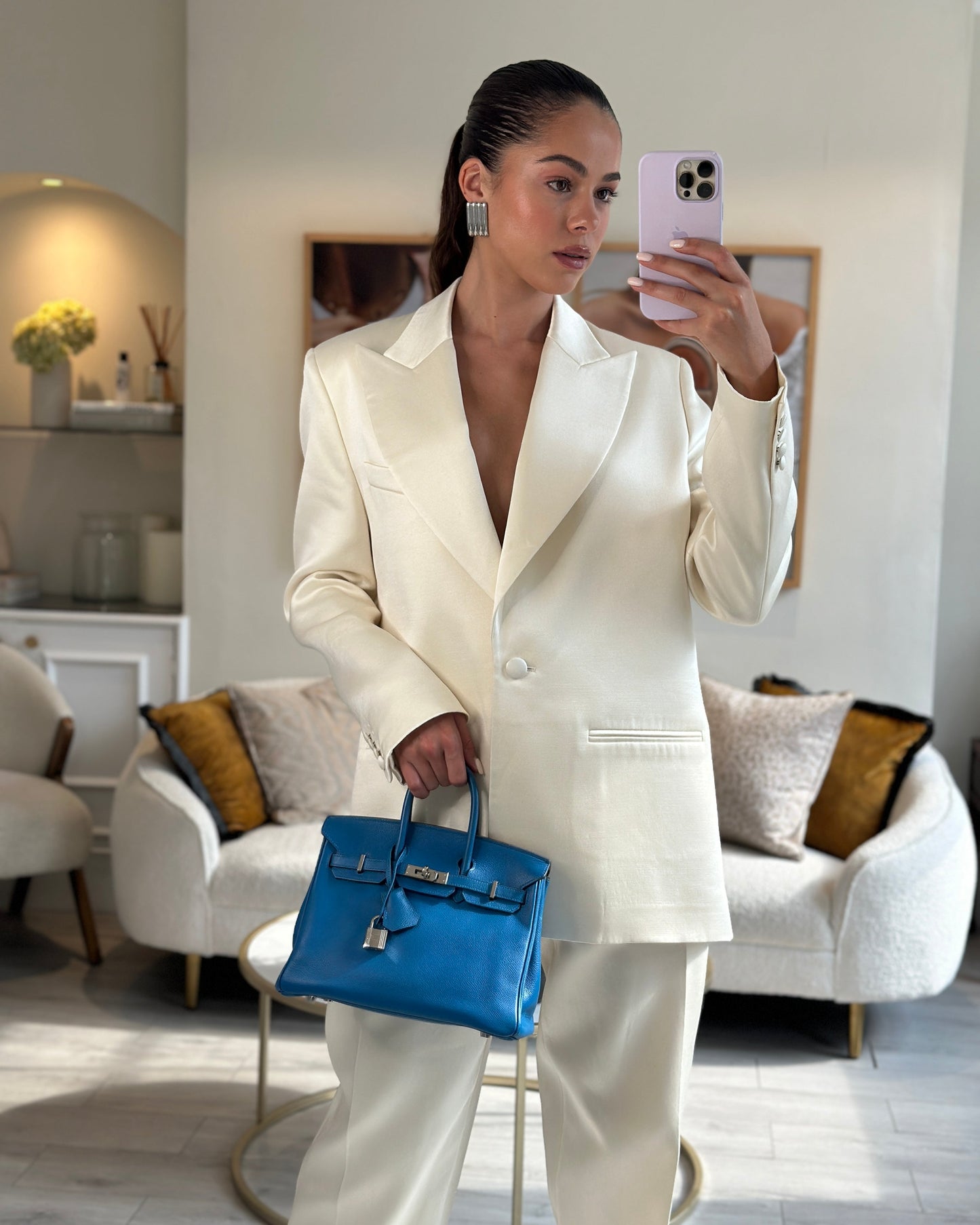 Hermes Birkin 25 Retourne Bag in Bleu De Galice Epsom Leather with Palladium Hardware