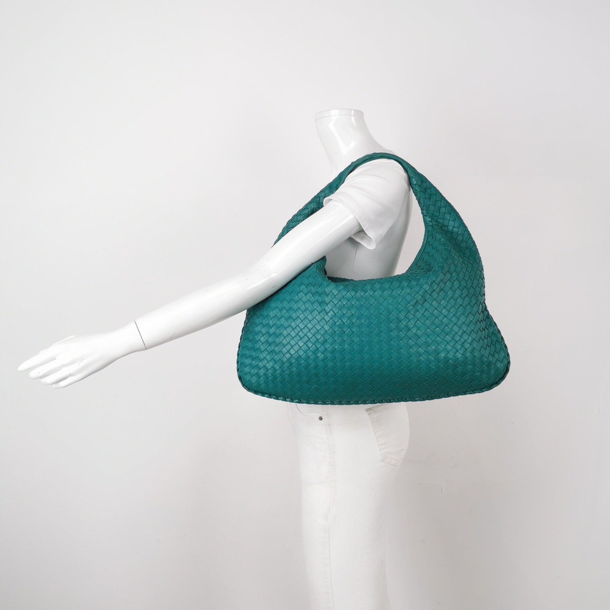 Bottega Veneta Veneta Hobo Large Teal Green 47cm Lambskin Leather