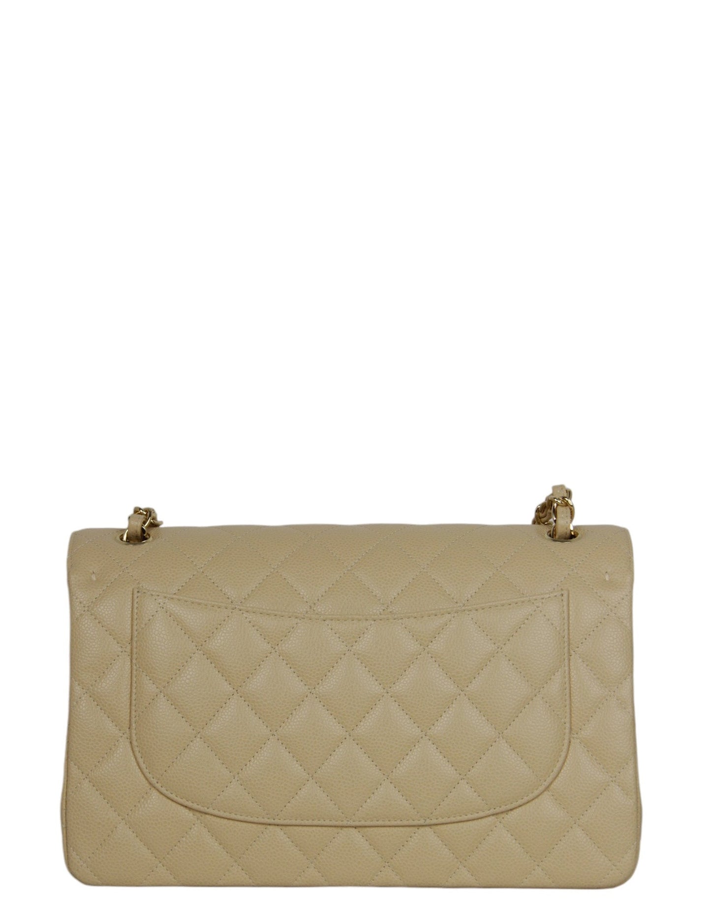 Chanel Beige Caviar Leather Double Flap Jumbo Bag