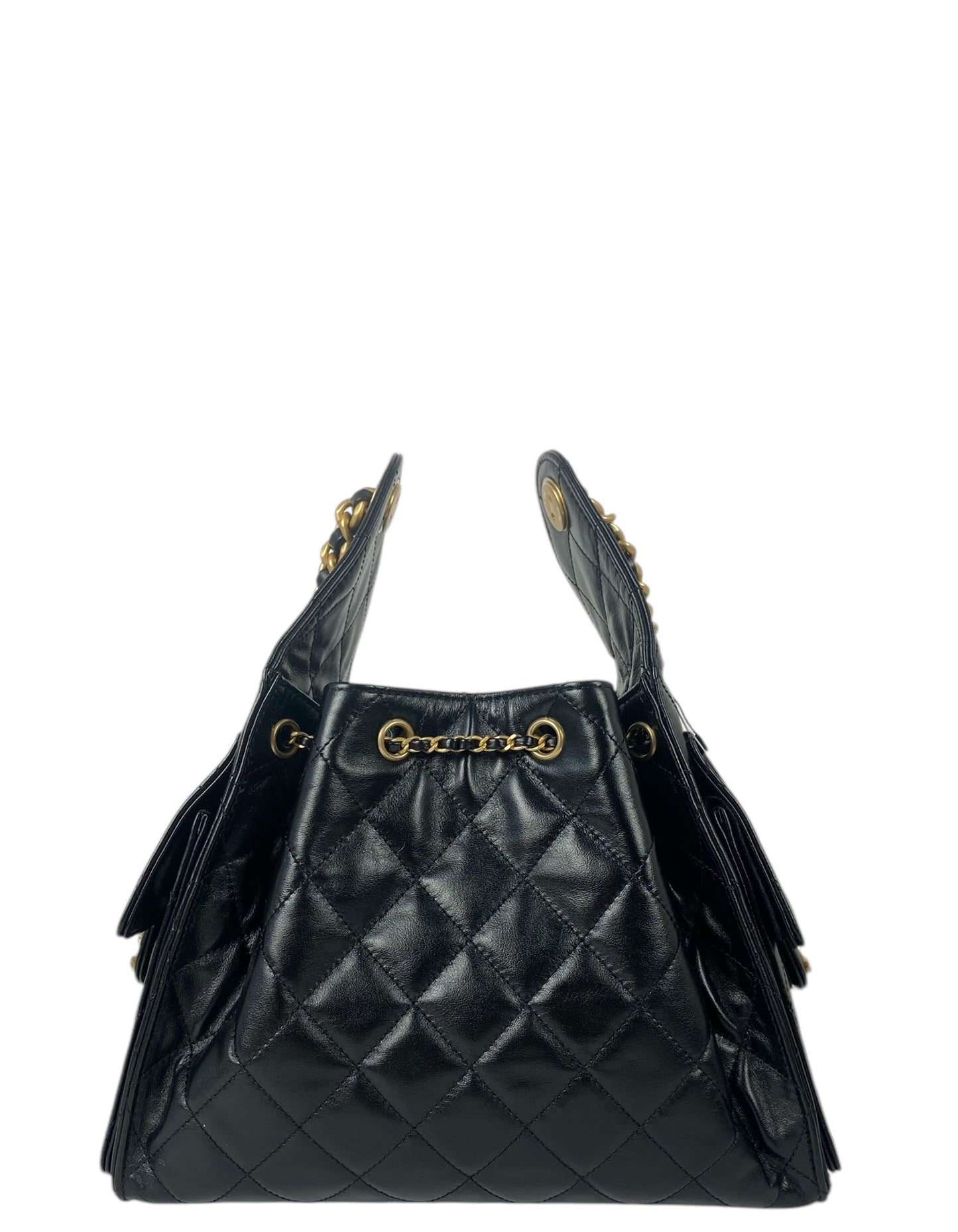 Chanel 2025 Black Leather Small 25 Hobo Shoulder Bag