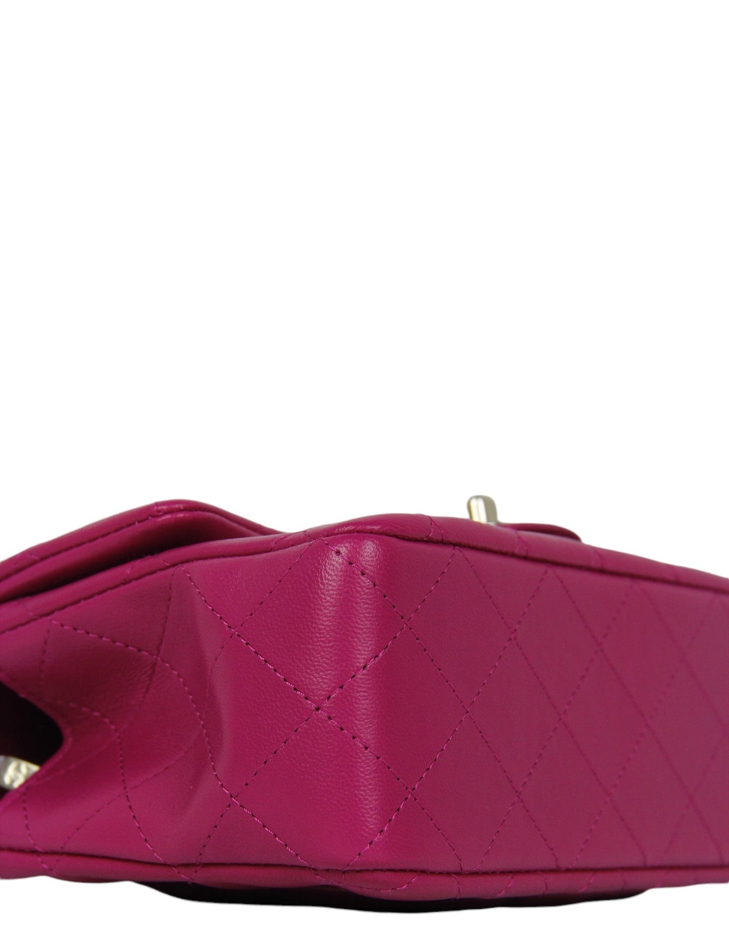 Chanel NWT '24 Fuchsia Lambskin Quilted Mini Top Handle Rectangular Flap Handbag