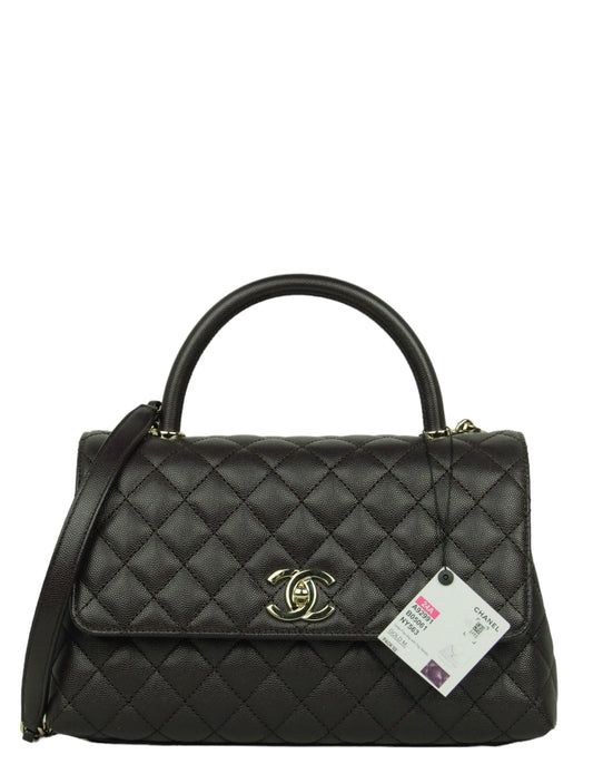 Chanel 2024 Brown Caviar Small Coco Handle Flap Bag