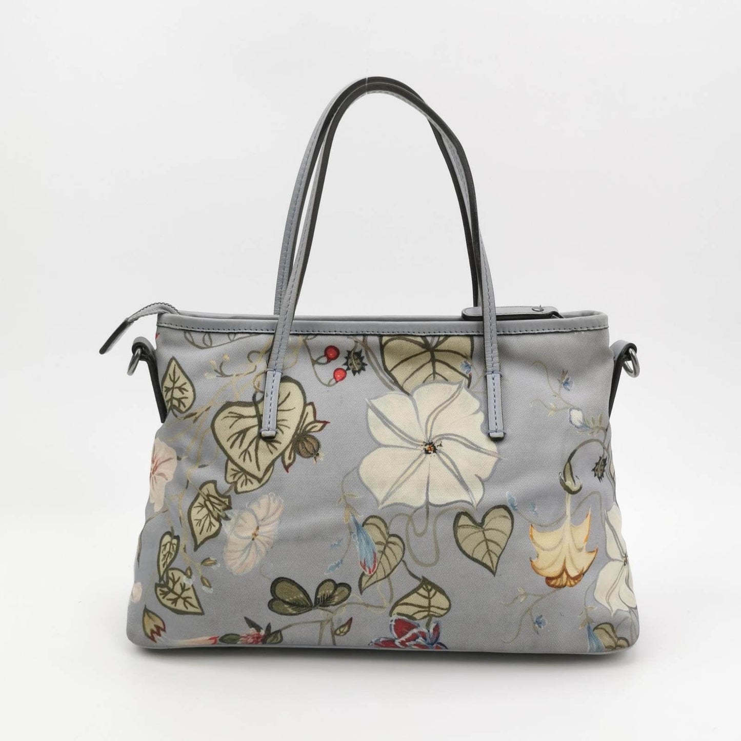 Gucci Flora Knight Tote Blue Nylon and Leather Small