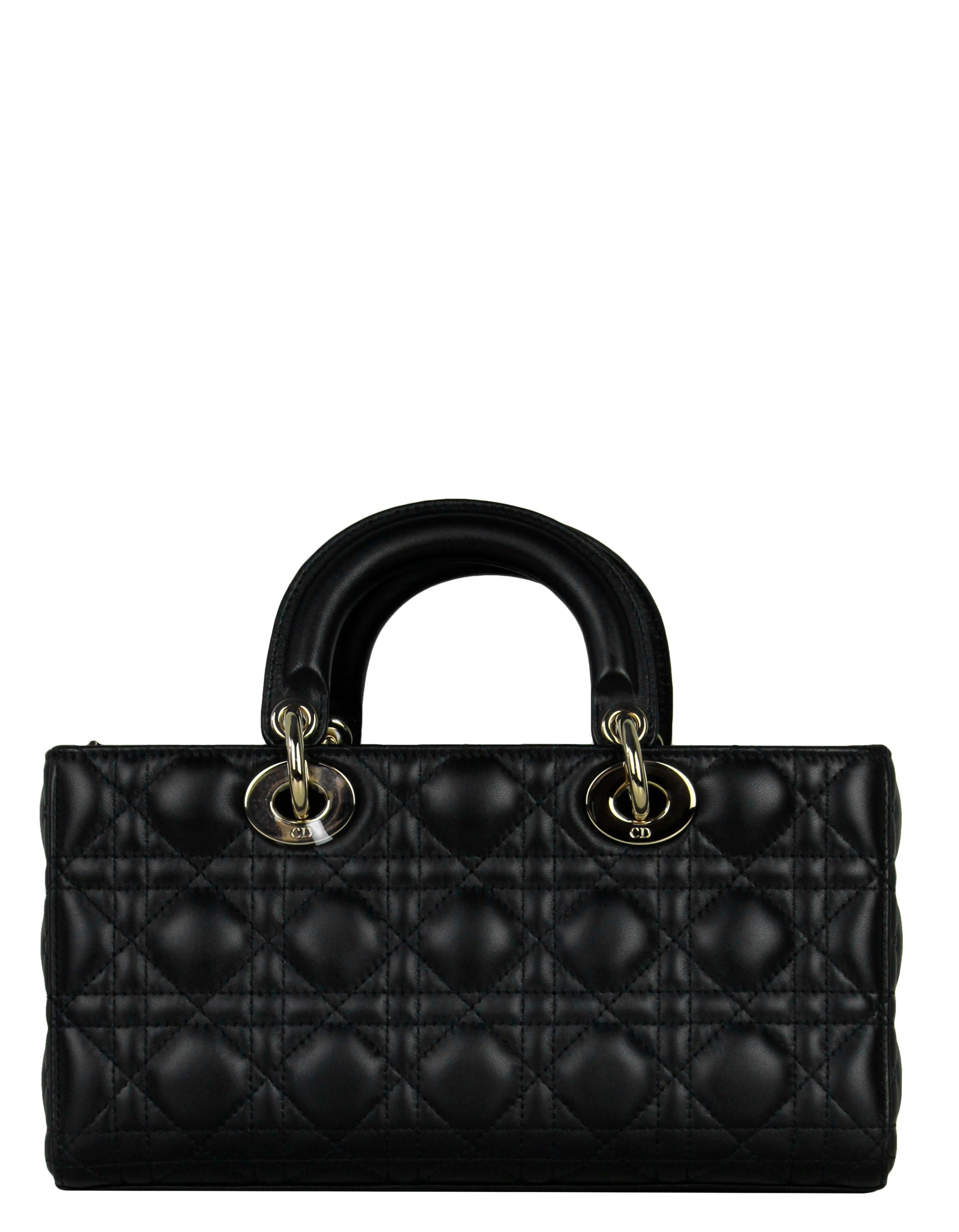 Christian Dior Black Cannage Lambskin Quilted Leather Lady D-Joy Bag