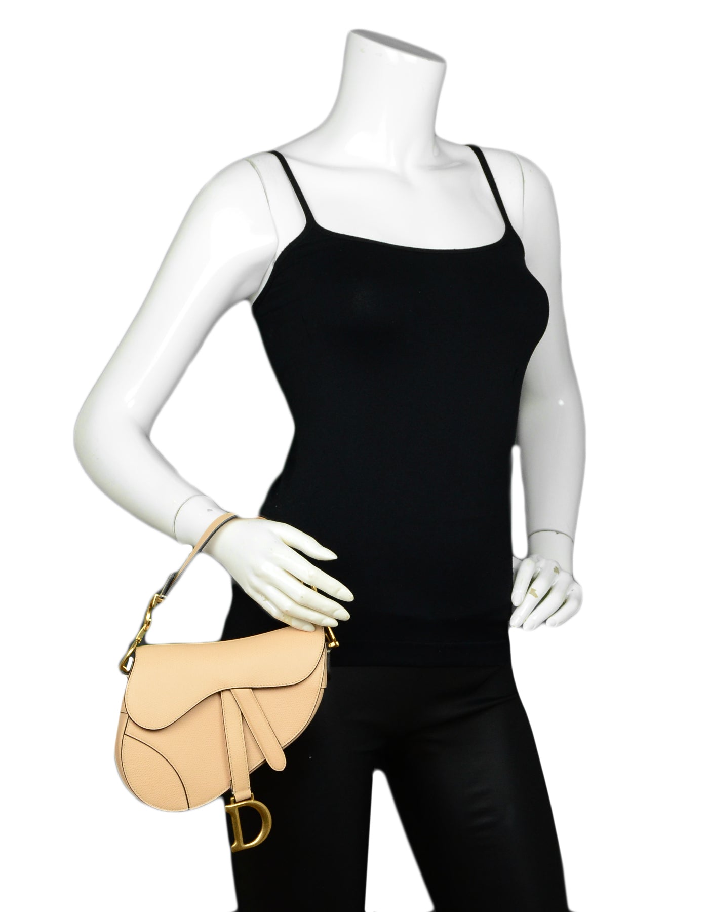 Dior Nude Calfskin Leather Mini Saddle Bag