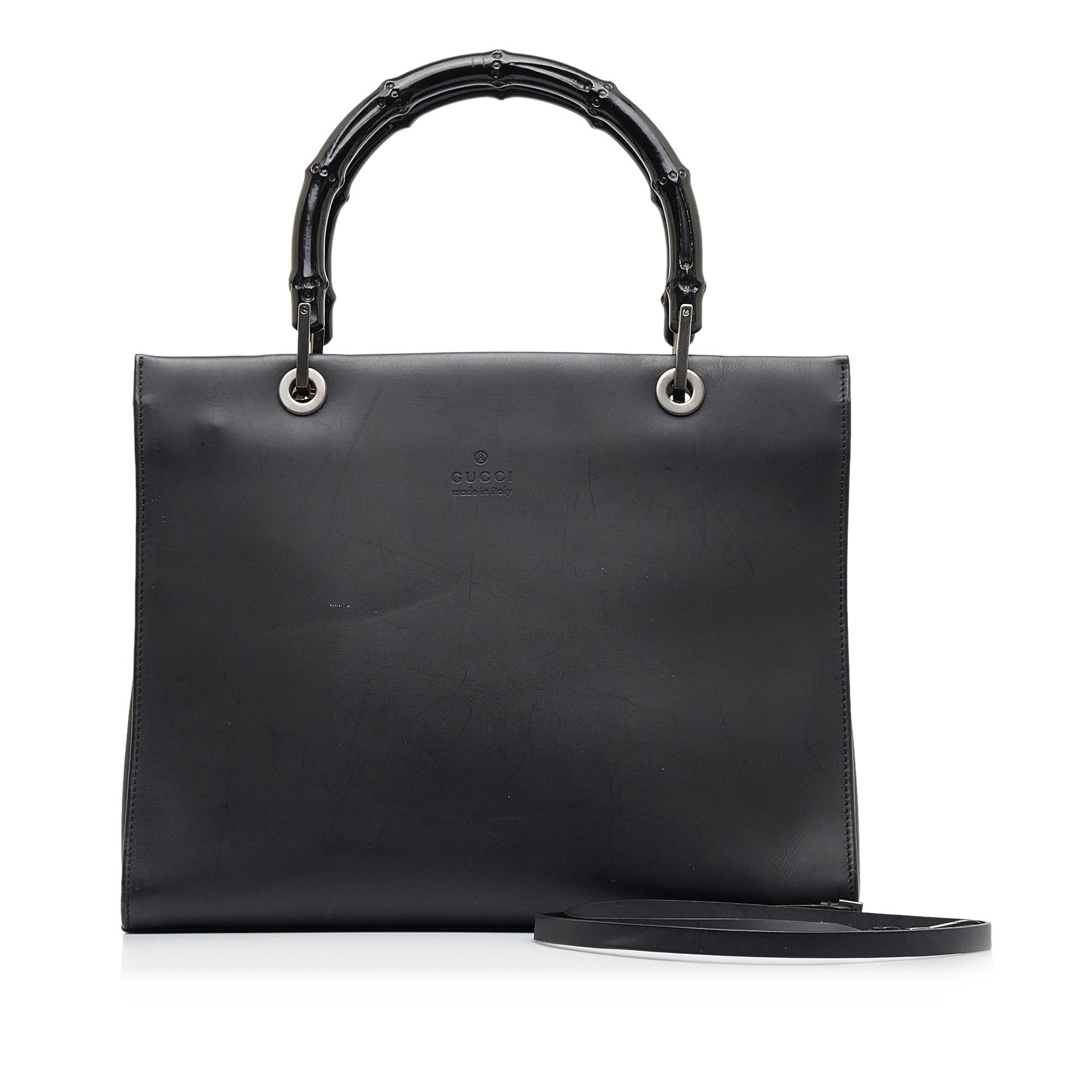 Gucci Bamboo Black Leather Shoulder Bag Style 3