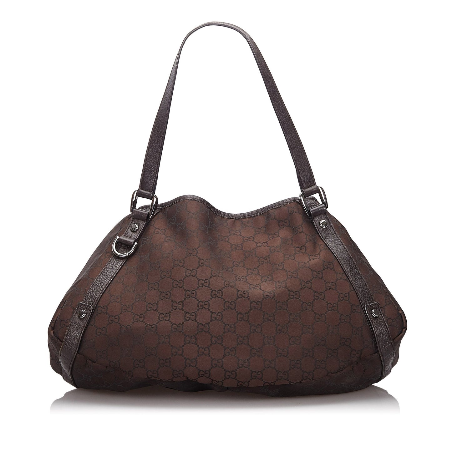 Gucci Brown Leather Canvas Tote Style 3