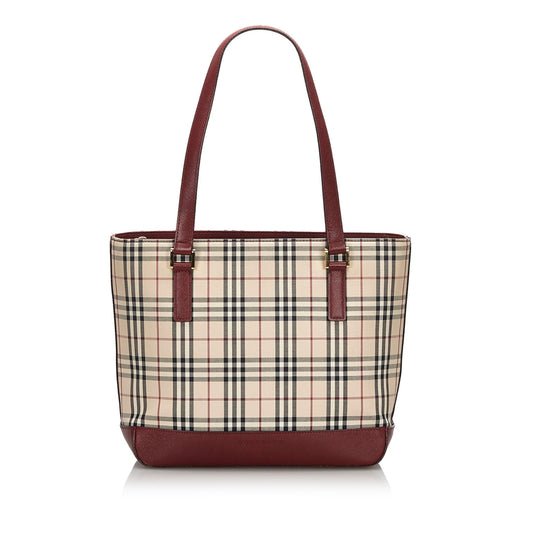 Burberry Brown Beige Nylon Fabric Ho Check Tote Bag United Kingdom