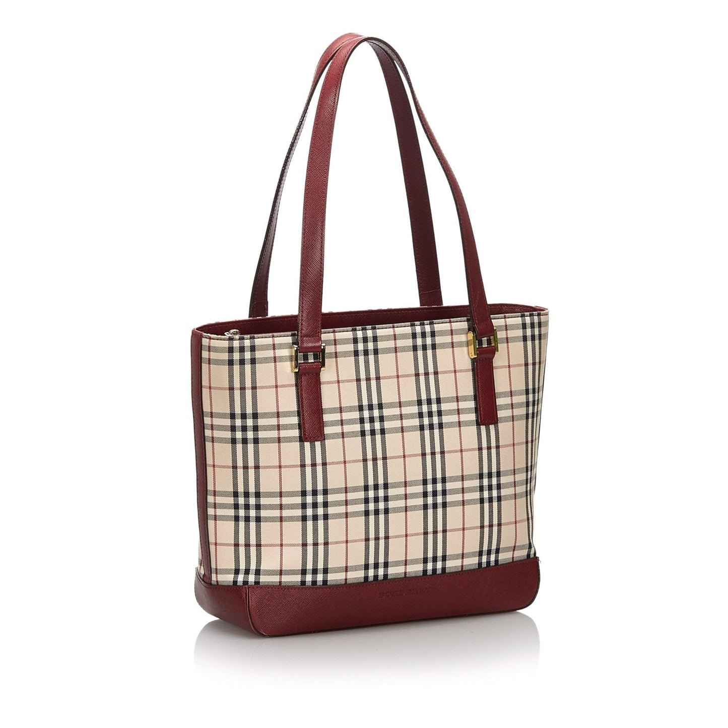 Burberry Brown Beige Nylon Fabric Ho Check Tote Bag United Kingdom