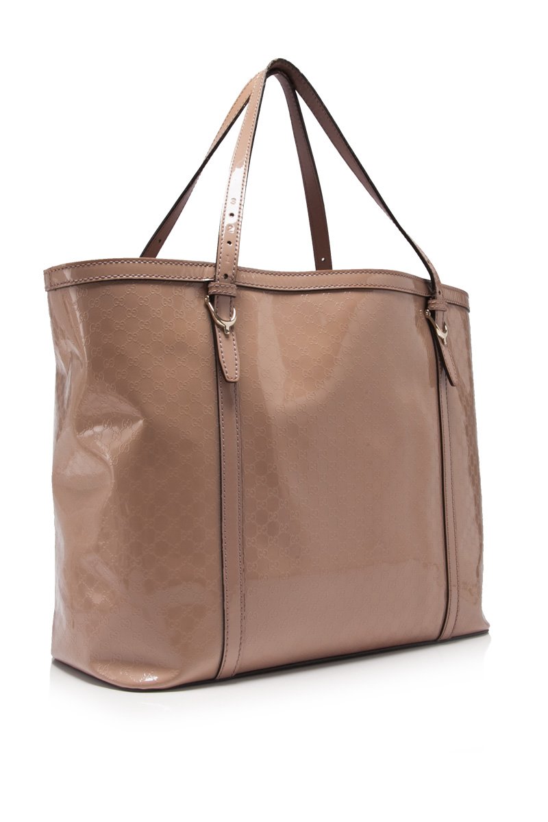 Gucci Guccissima Brown Leather Patent Leather Tote