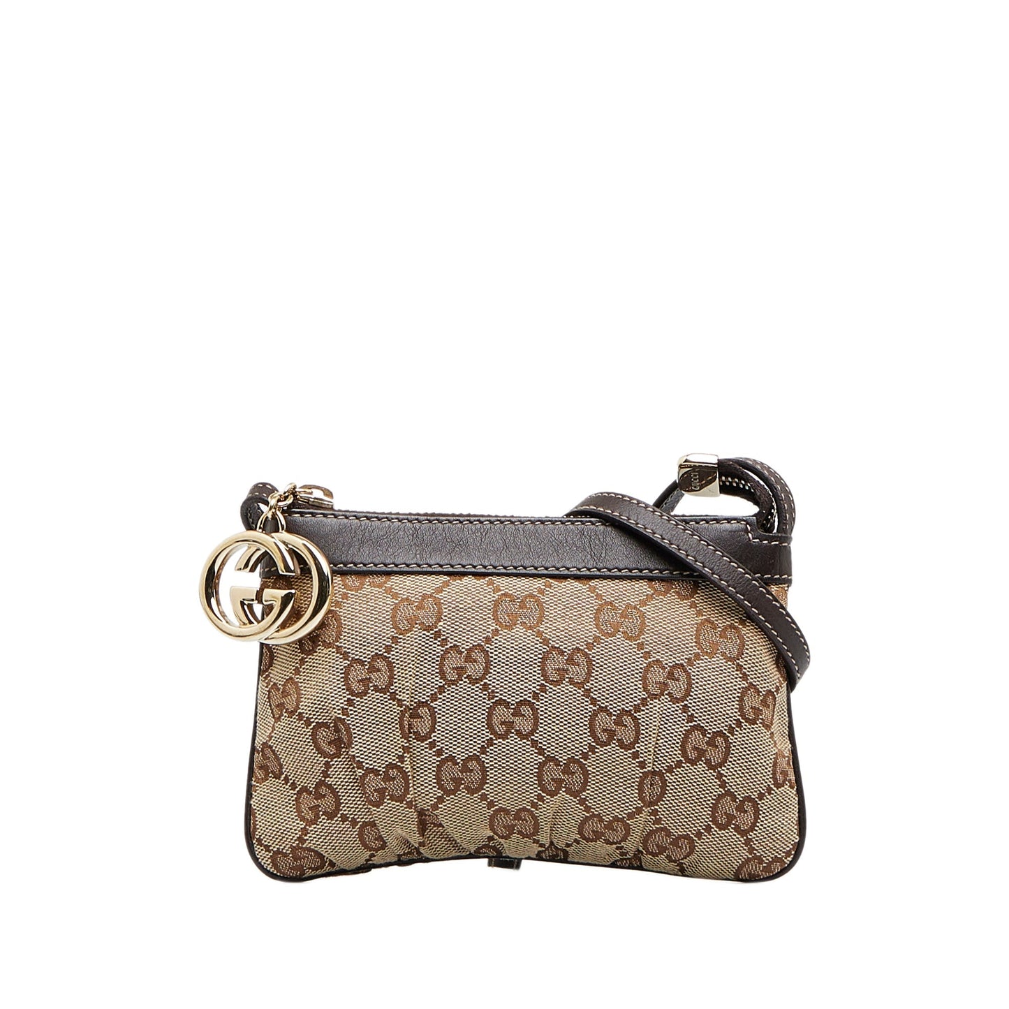 Gucci Brown Leather Canvas Crossbody Style 4