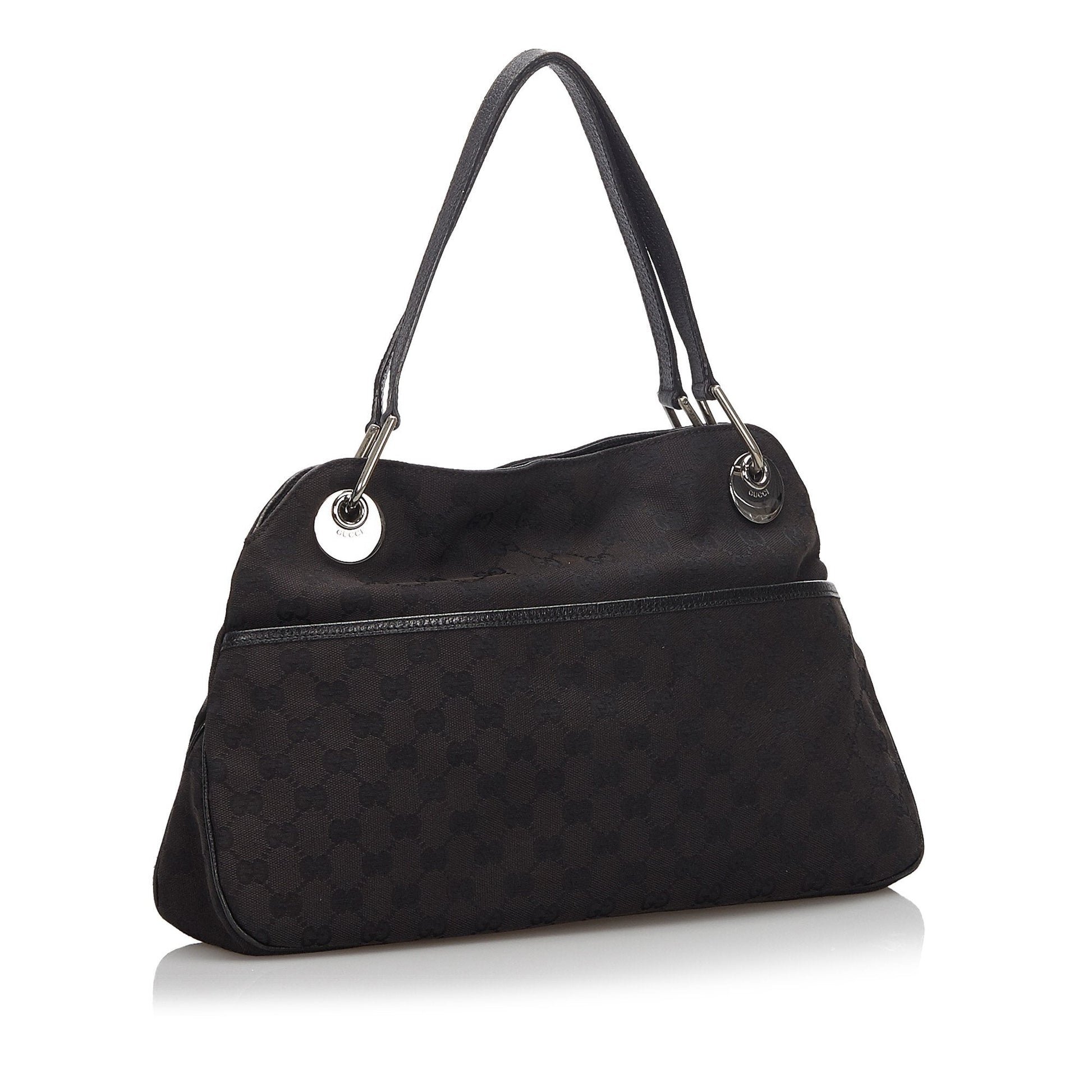 Gucci Black Leather Canvas Tote Style 6