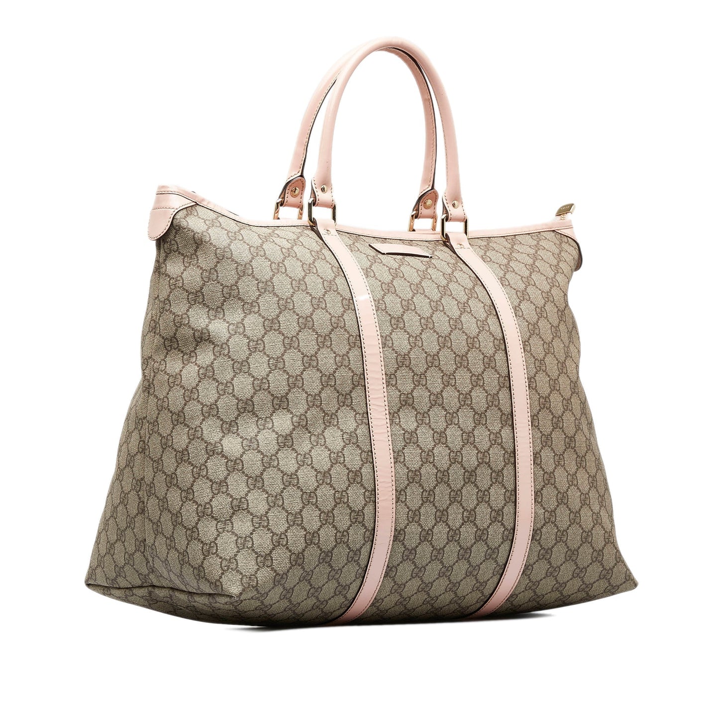 Gucci GG Supreme Beige Leather Canvas Tote