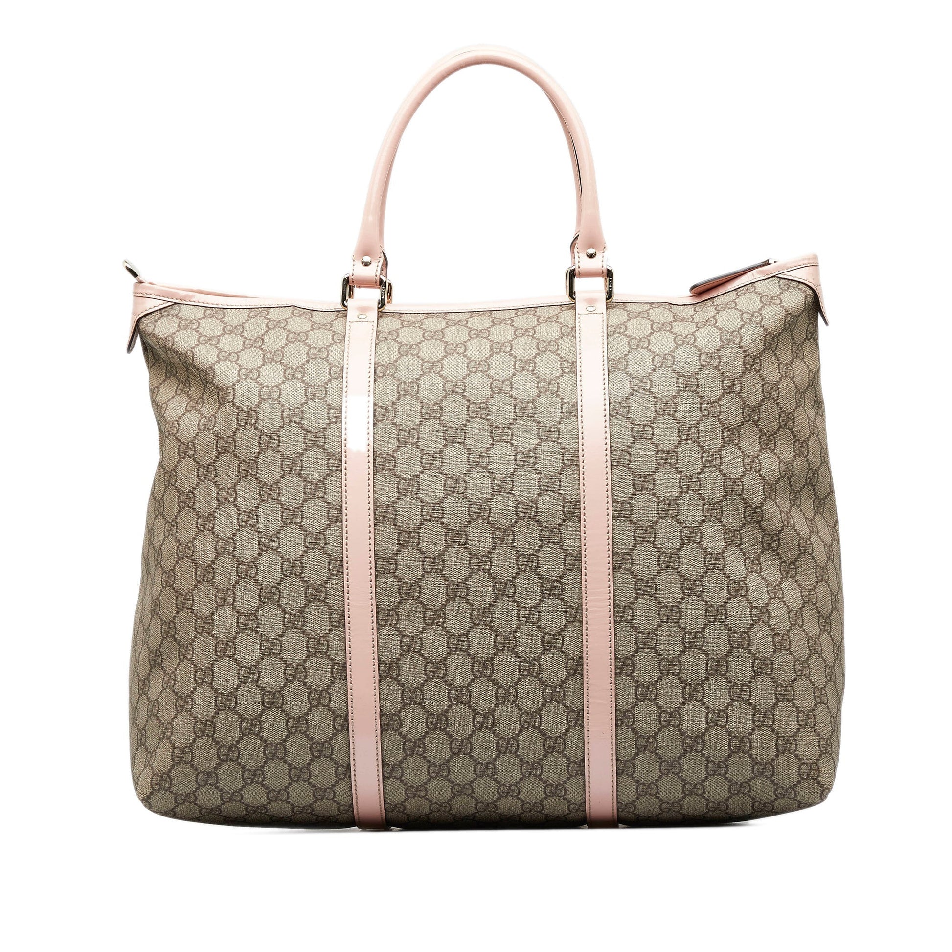 Gucci GG Supreme Beige Leather Canvas Tote