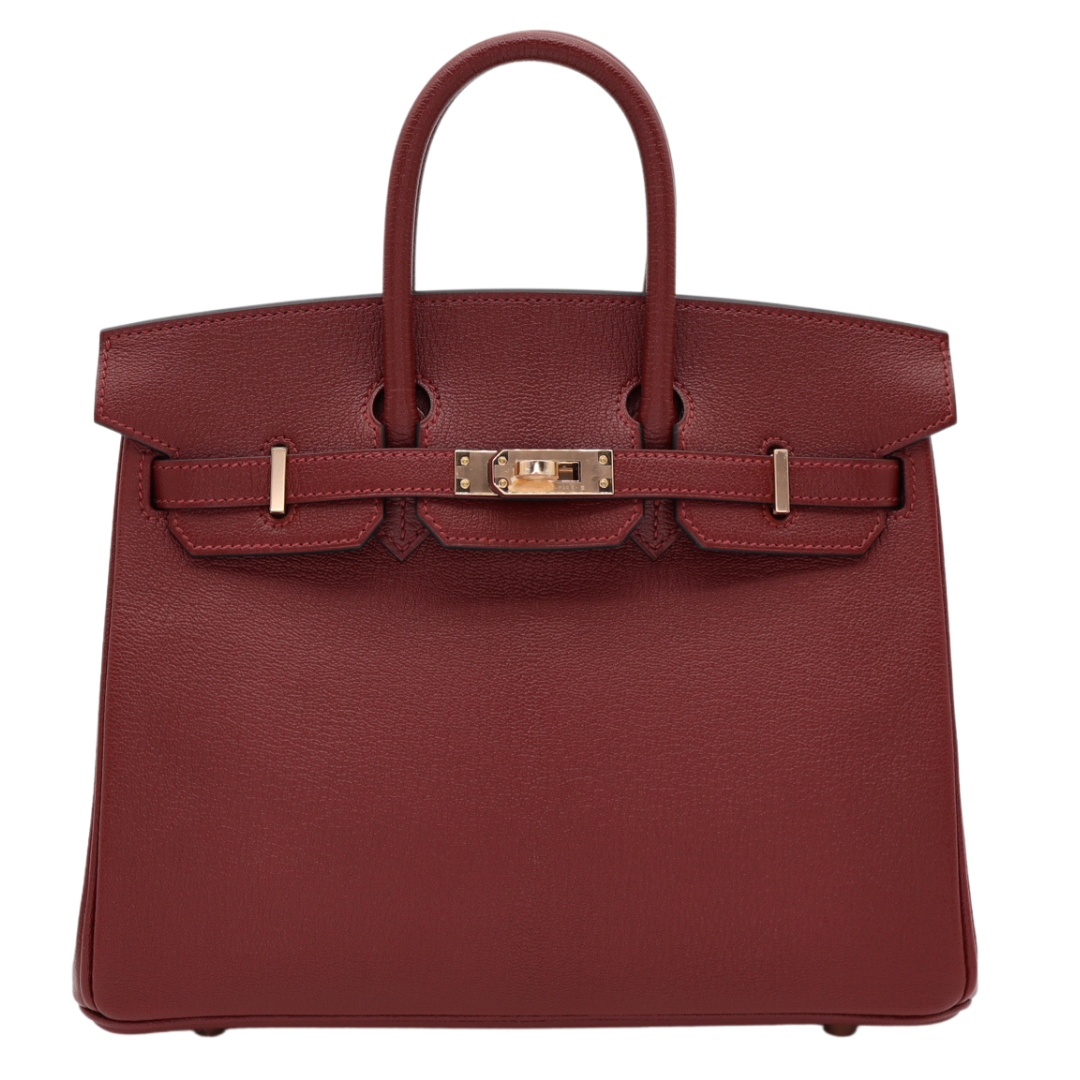Hermes25cm Birkin HSS Rouge H/ Rose Chèvre Rose Gold Hardware