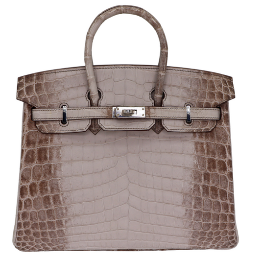 Hermes25cm Birkin Gris Cendre Matte Niloticus Crocodile Palladium Hardware